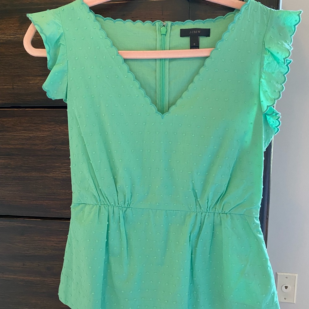 J.Crew Scalloped Swiss Dot Top